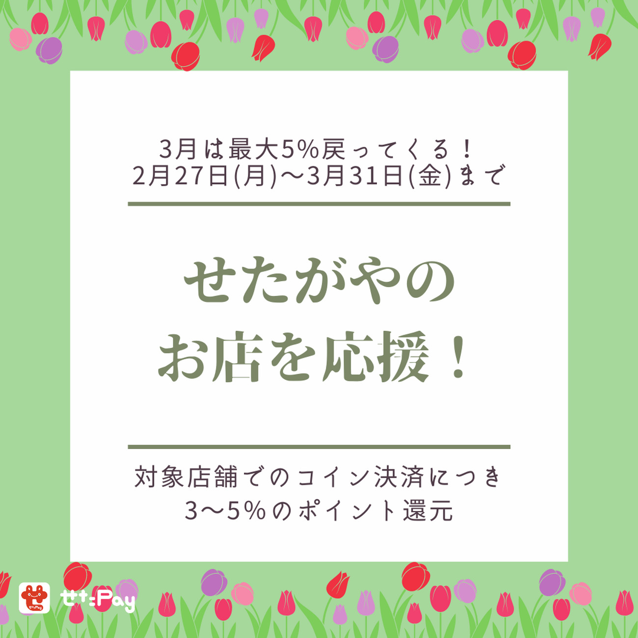 せたがやPay せたがやのお店を応援！キャンペーン