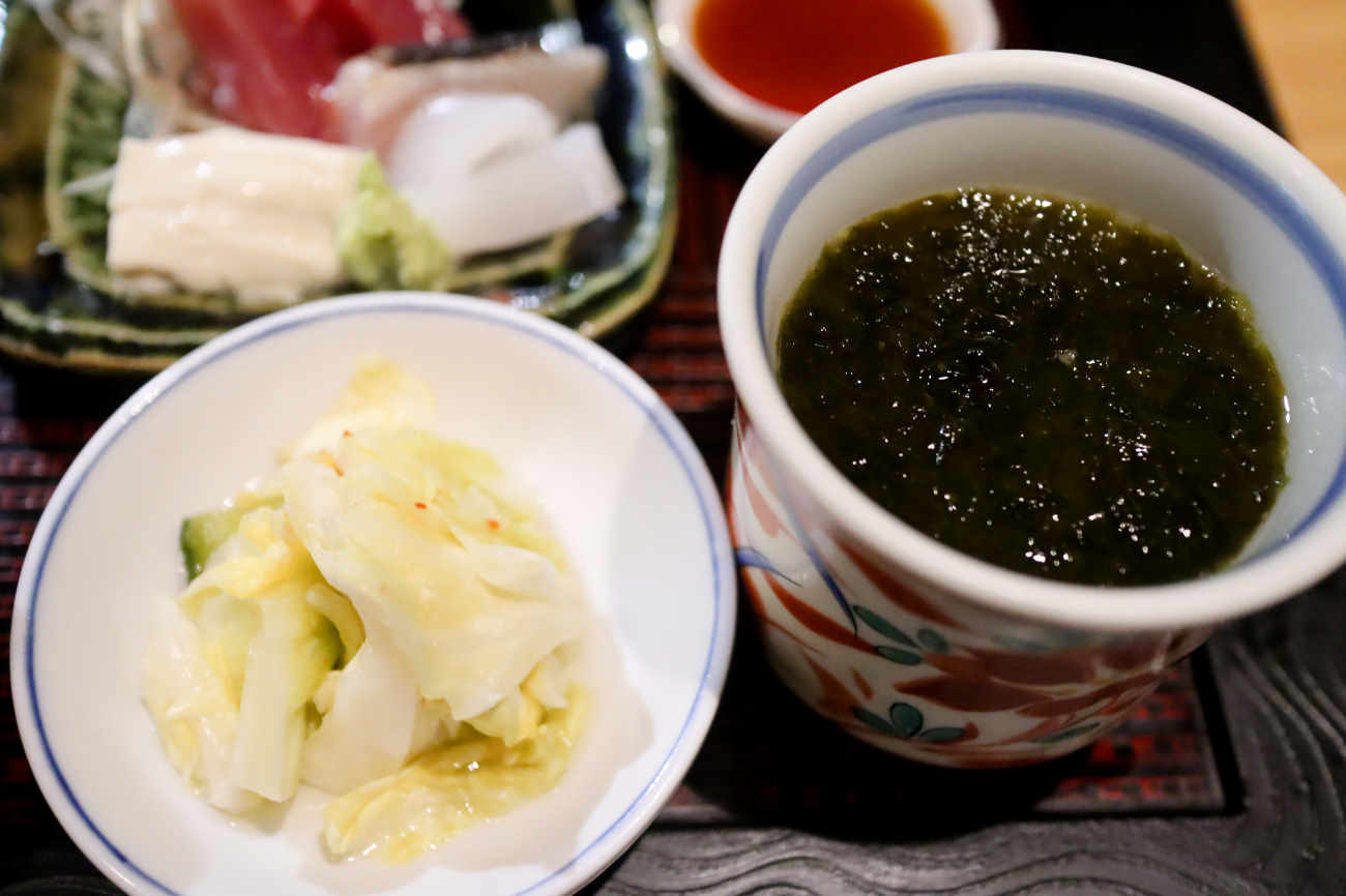 下高井戸 和食八の生海苔の茶わん蒸しとお漬物