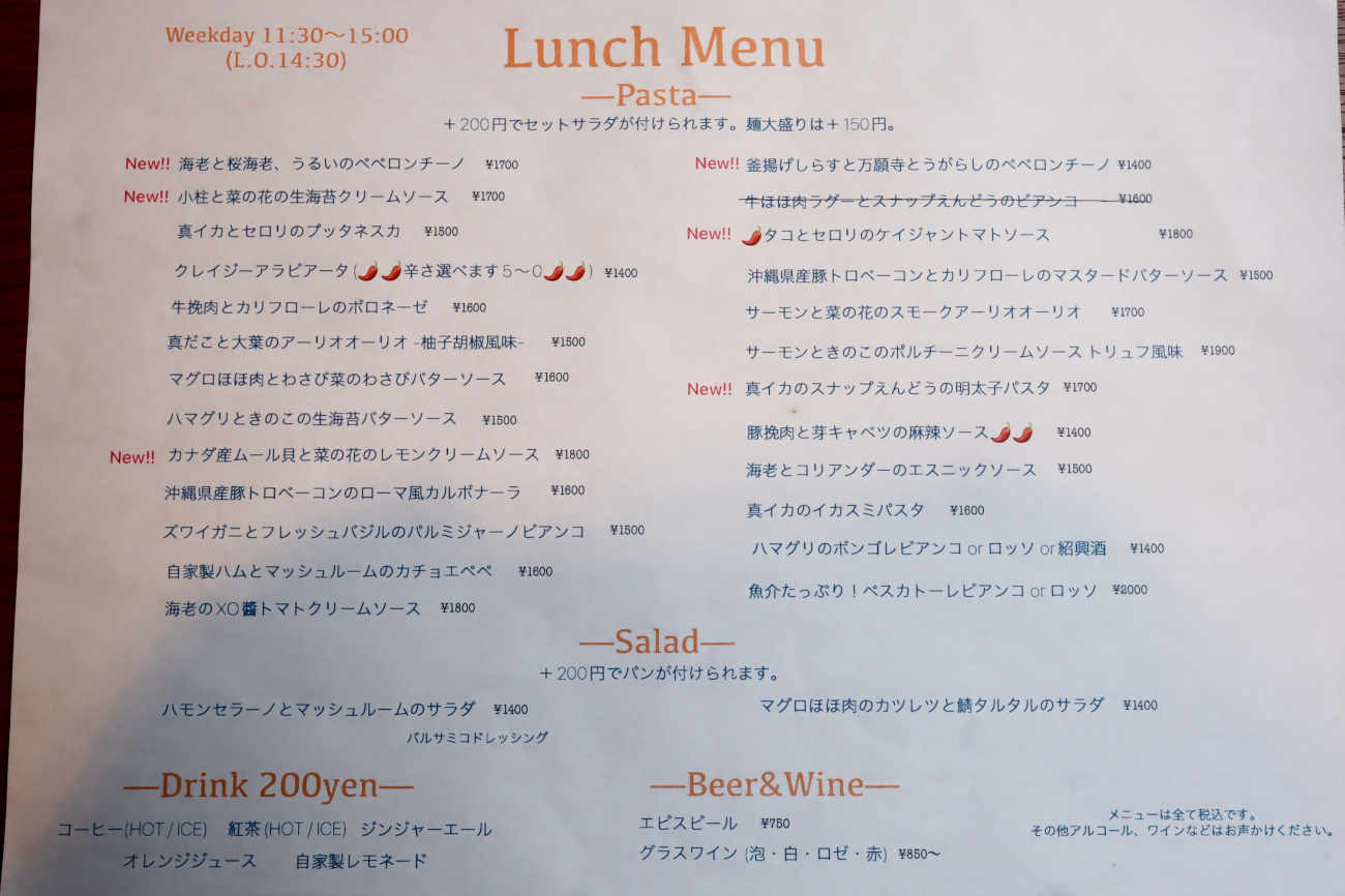 下高井戸 Fiero Modern Bistroのランチメニュー