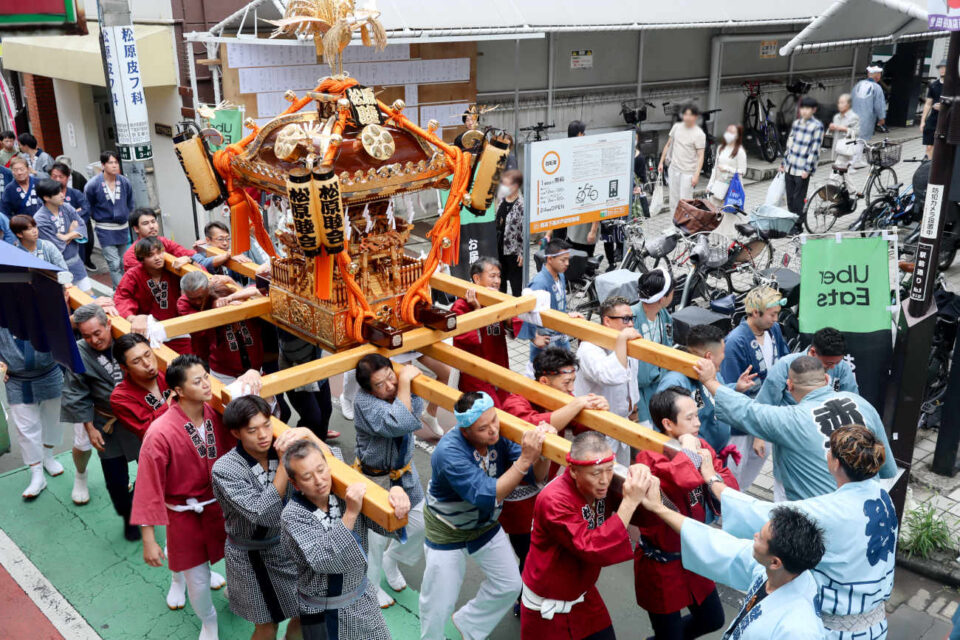 菅原神社例大祭2026のお神輿 上から撮影